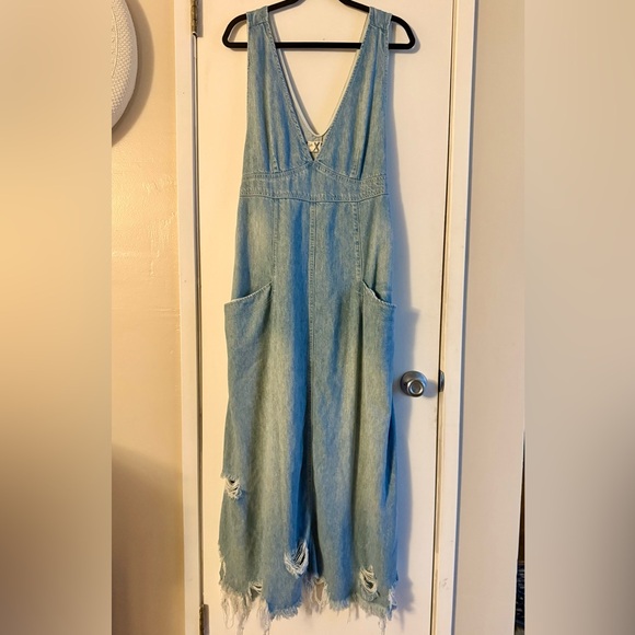 Free People We the Free Wonderland Distressed Denim Maxi Dress - Picture 2 of 6
